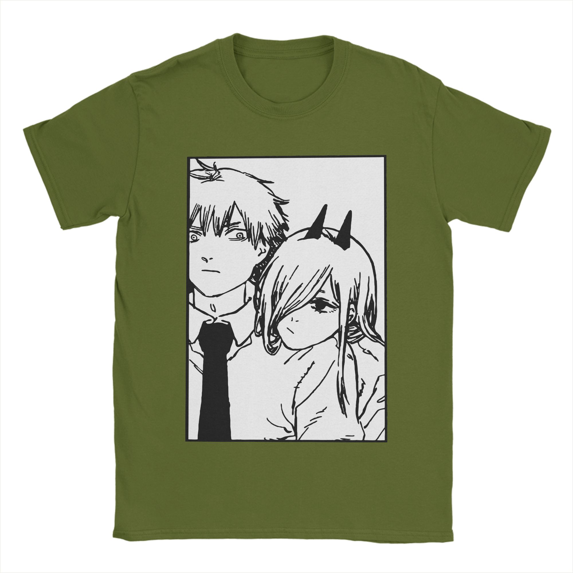 

Men T-Shirt Denji and Power Chainsaw Man Novelty Cotton Tee Shirt Short Sleeve Anime T Shirt Round Collar Tops Printed 4XL