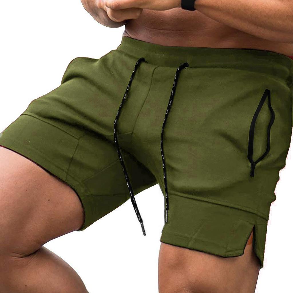 Men's Fitness Shorts Weight Lifting Squat Shorts Multicolor Zipper Pocket Training Bodybuilding Pants