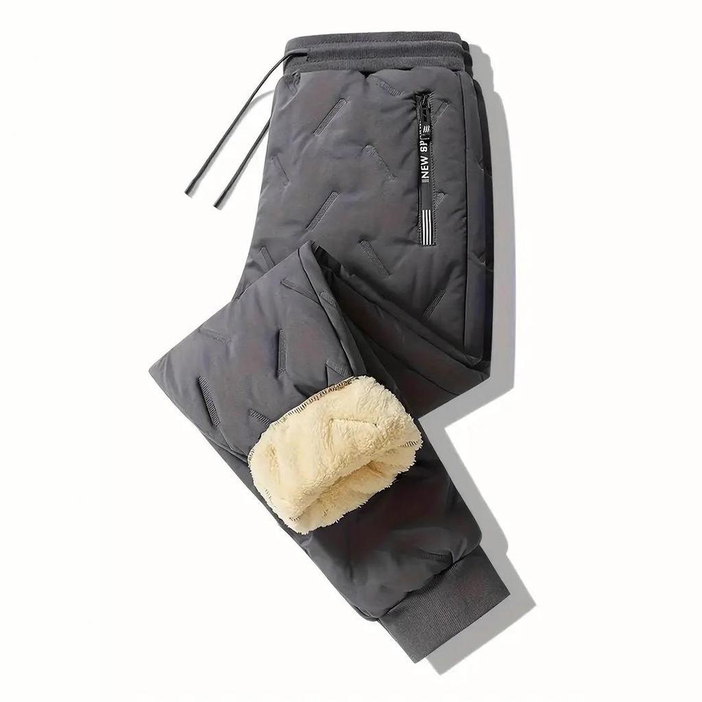 Herren Fleecegefütterte Hose Verdickte Lässige Sporthose Lange Hose Locker Gerades Bein Übergröße Warme Baumwollhose