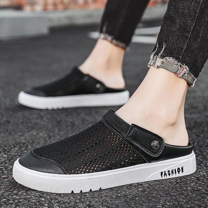 Soft Hole Beach Slides Sabot Half Men's Shoe Mules Flat Pvc Low Price Clappers 2025 Adult Style Rubber Summer Sale Male Slipper