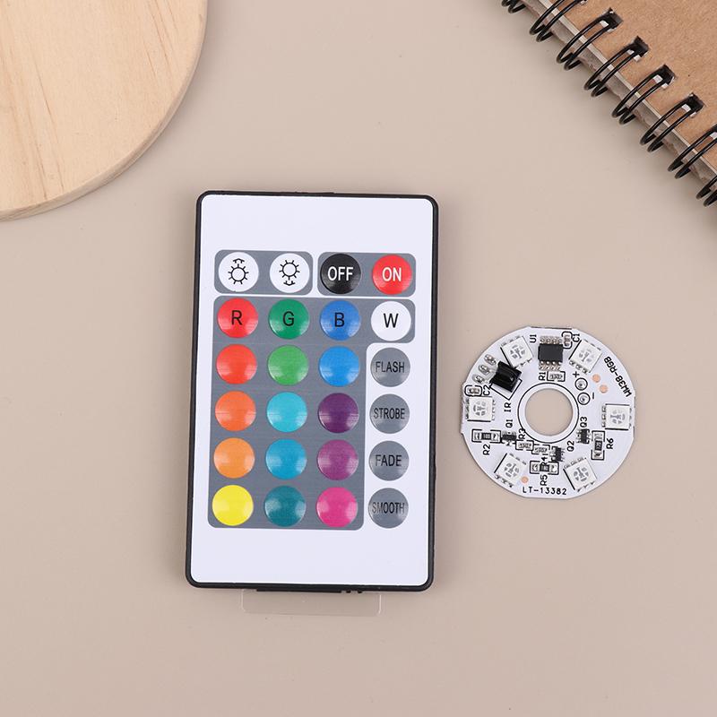 Color Rgb Light Board Round Led Light Source Low Voltage Dc 5V Switch Remote Control For Ornament Base Diy Led
