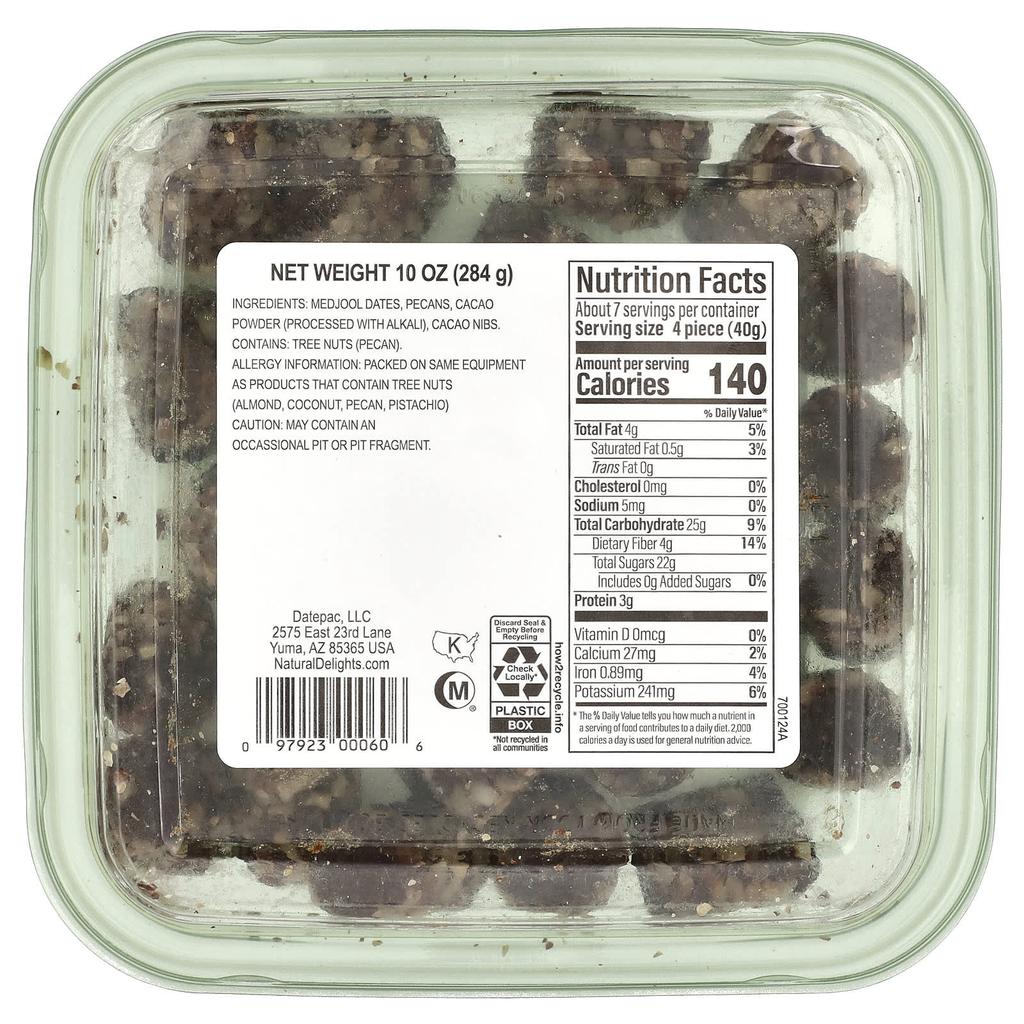 Natural Delights, Mini Medjuols, Cacao Pecan, 10 oz (284 g)