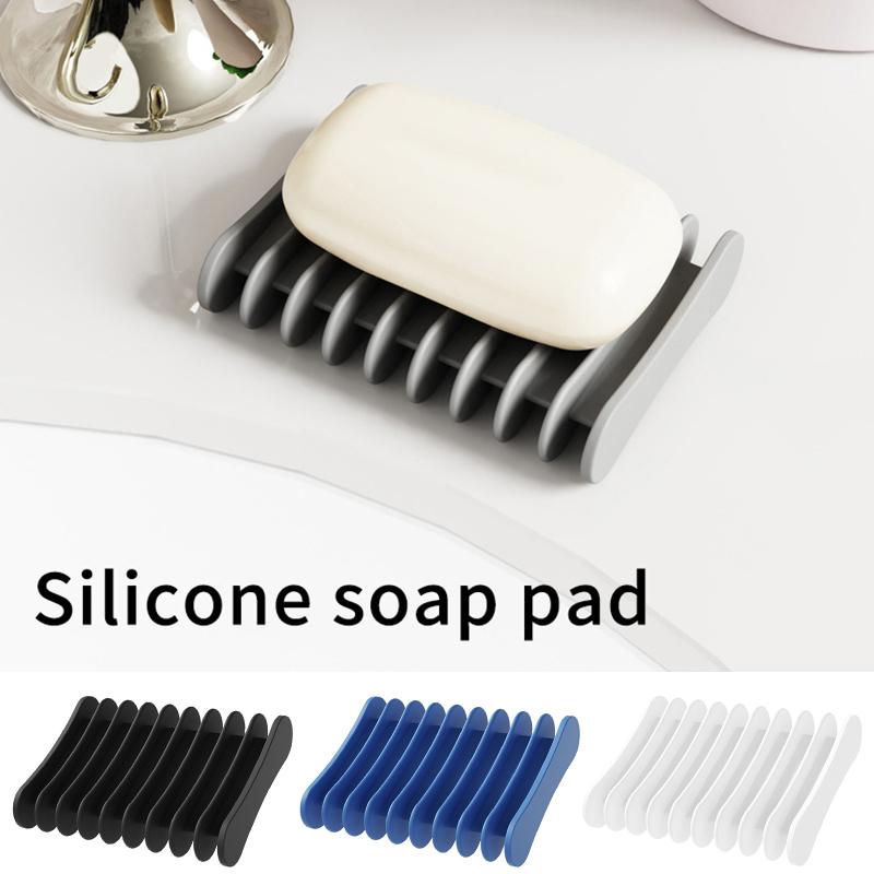 Silicone Soap Dish Self Draining Soap Box Plate Tray Shower Soap Holder Draining Kitchen Sink SpongeHolder Bathroom Accessories