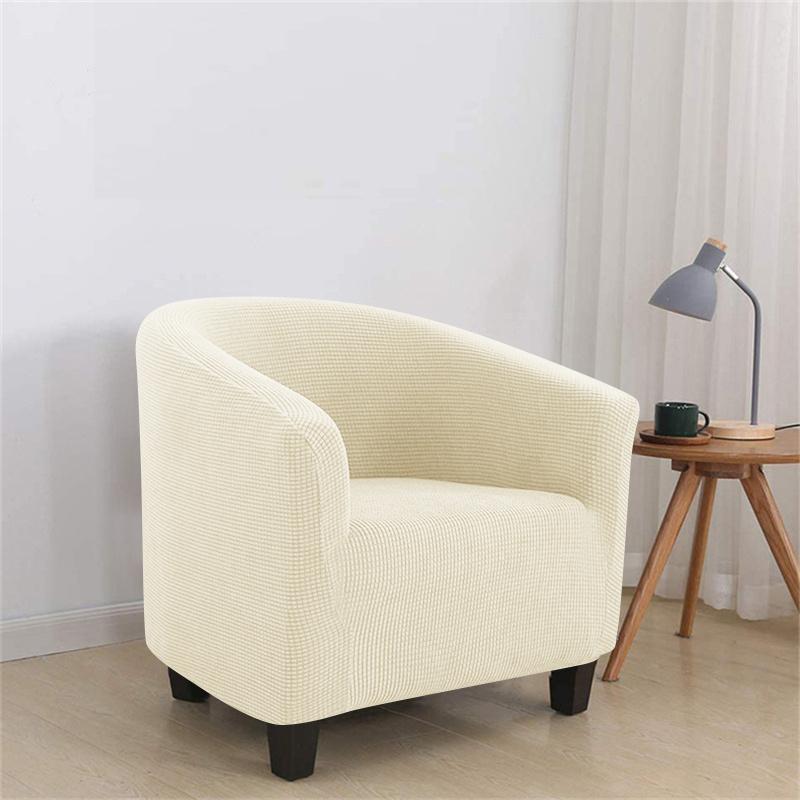 1PC Elastic Club Chair Slipcover Polar Fleece Armchair Cover Solid Color Single Tub Sofa Cover for Living Room Bar Home Hotel