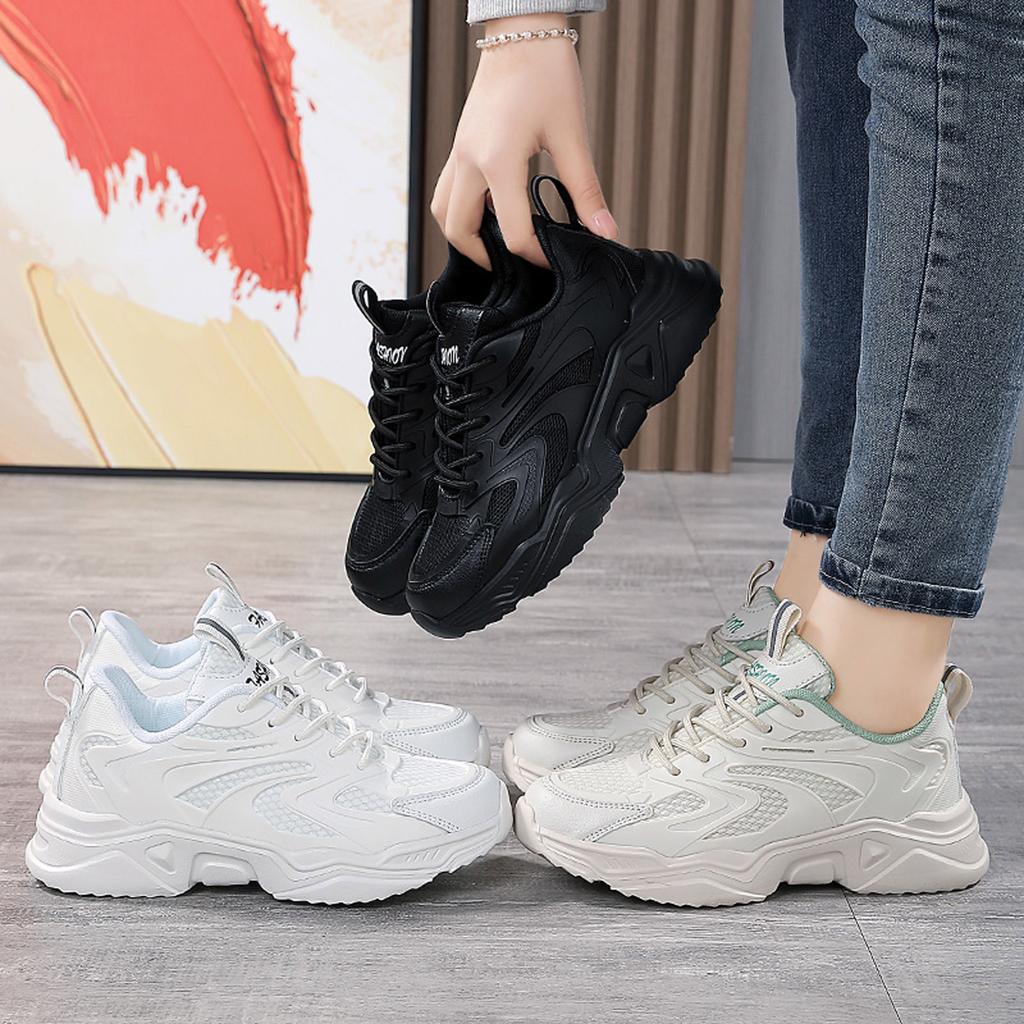 Freizeit Damenschuhe Schnürung Reise Weiche Sohle Bequem Schuhe Outdoor Mesh Schuhe Laufen Sport Atmungsaktiv Keilabsatz Sneaker für Damen