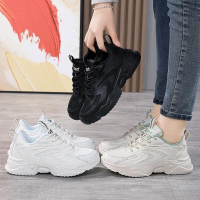 Leisure Women's Lace Up Travel Soft Sole Comfortable Shoes Outdoor Mesh Shoes Runing Sports Breathable Wedgie Sneaker for Women