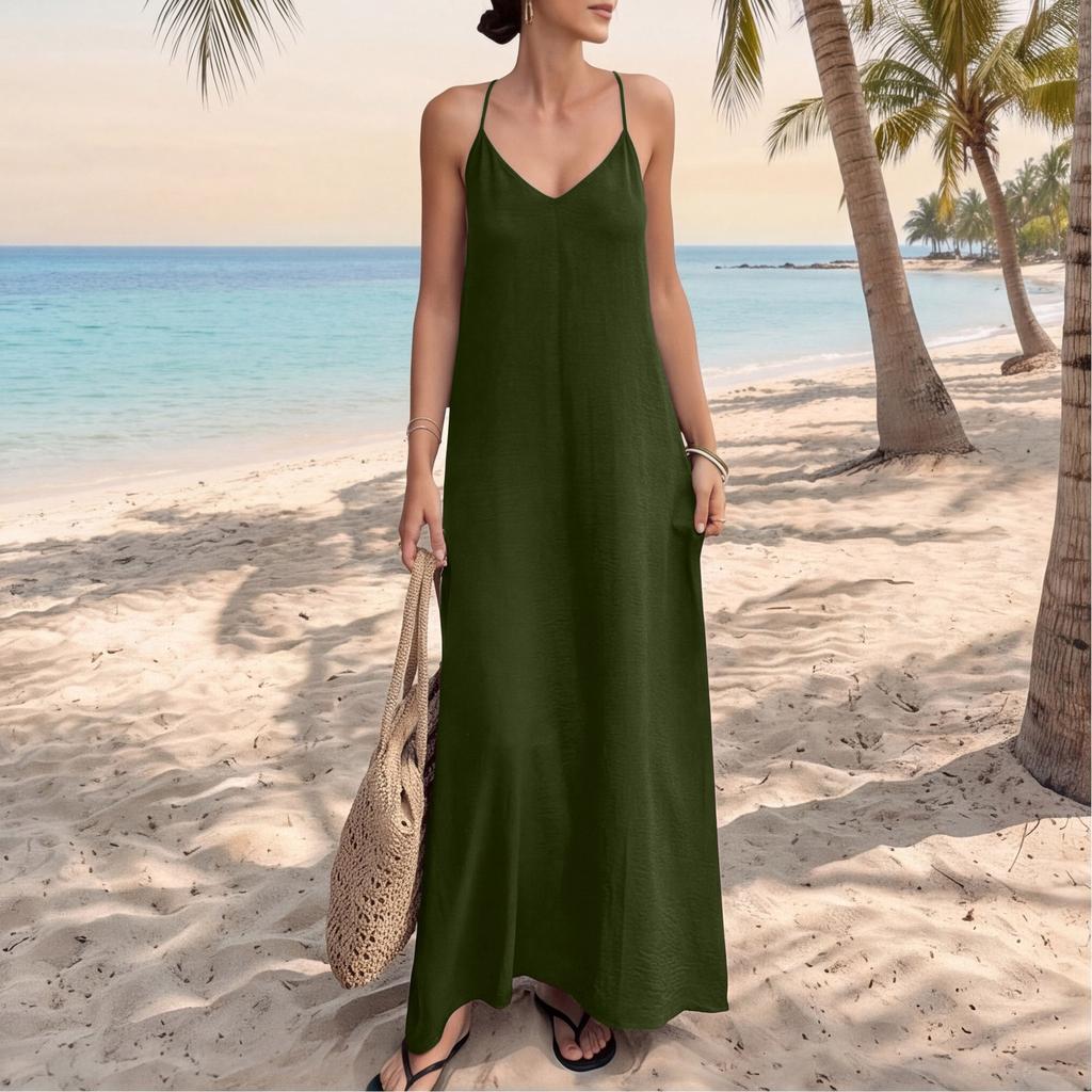 Ärmelloses Maxikleid für Damen Lässiger Lockere Passform Langes Sommerkleid Sommerkleider für Damen UK Damen Sommerkleider UK