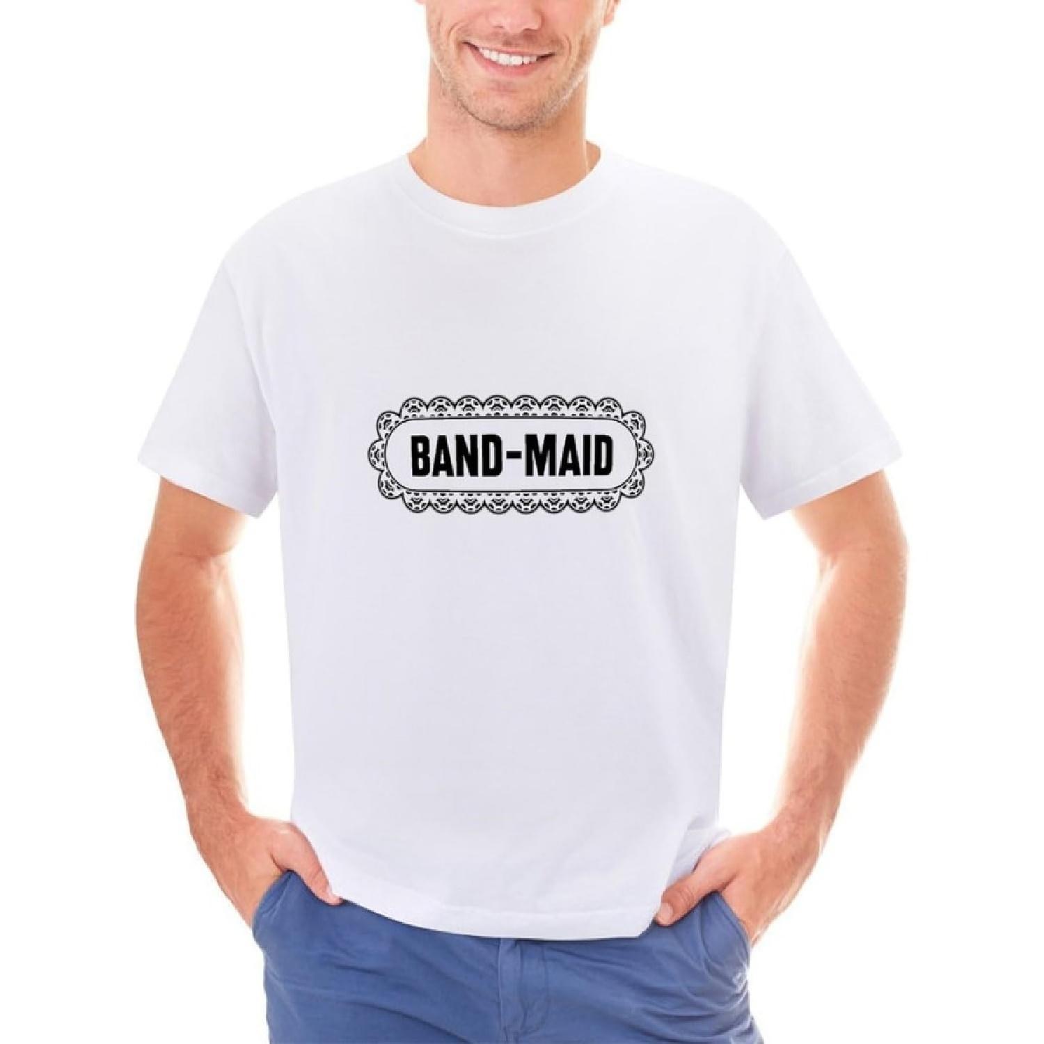 Men s T-Shirt Fashion Band Maid T Shirts Print Graphic Tees(2) XXXXXL белый