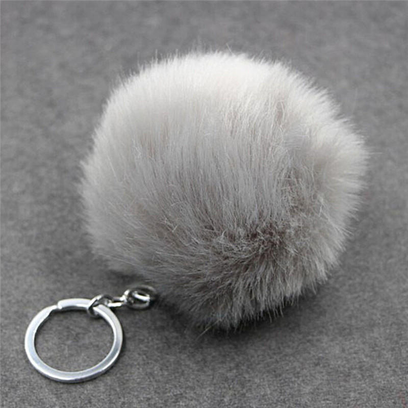 Silver Metal Buckle Key Chain Faux Rabbit Ball Pendant Bag NICA Silver Metal Buckle Key Chain Faux Rabbit Ball Pendant Bag NICA
