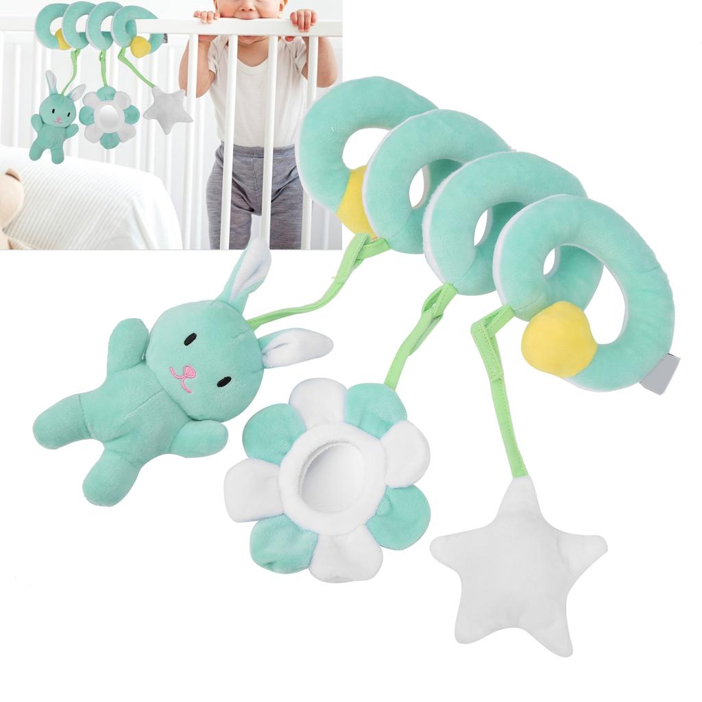Baby Stroller Hanging Toy Appeasing Infant Spiral Activity Rattle Newborn Plush ToyGreen