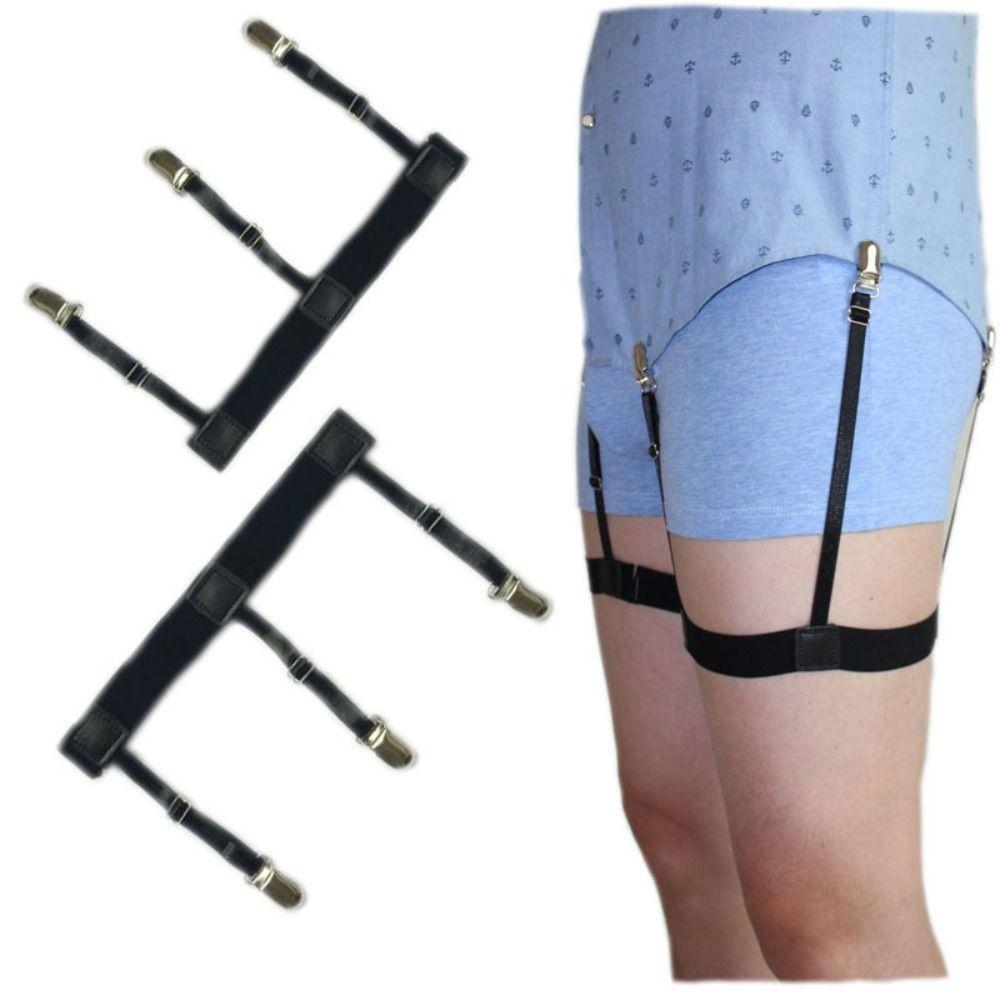 1 Pair Adjustable Socks Fastener Clip Three Clip Thigh Suspender Garter Leg Braces Loops  Men Women