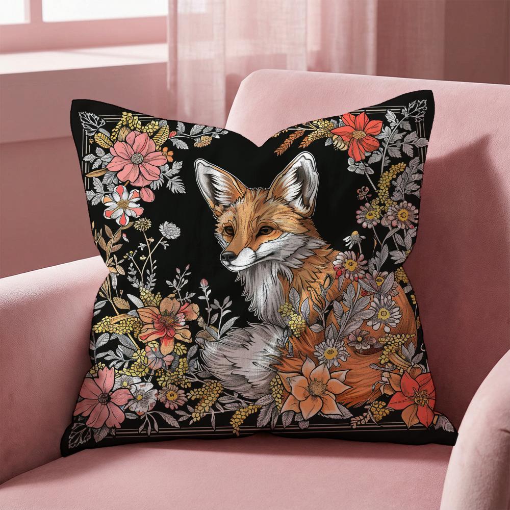 William Morris Art Fox Cushion Cover Multi-Scene Pillow Cover for Home & Car - Reversible, Soft & Durable for Daily Use