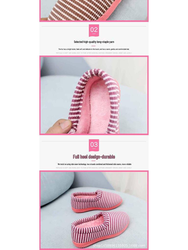 2024 Women's Winter Non-Slip Plush Indoor Slippers - Fleece-Lined, Heel-Covered, Warm Cotton Shoes