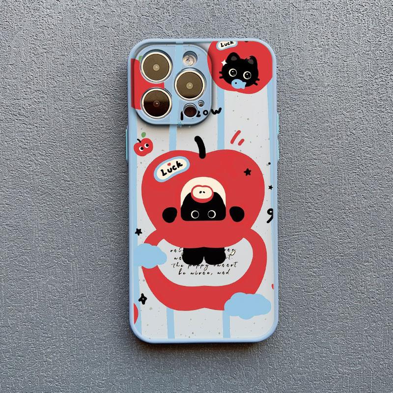 Cartoon Animal Cute Apple Cat Phone Case For iPhone 15 14 Pro Max Plus 17 16 Pro Max 13 12 Mini 11 Pro Max Shockproof Back Cover