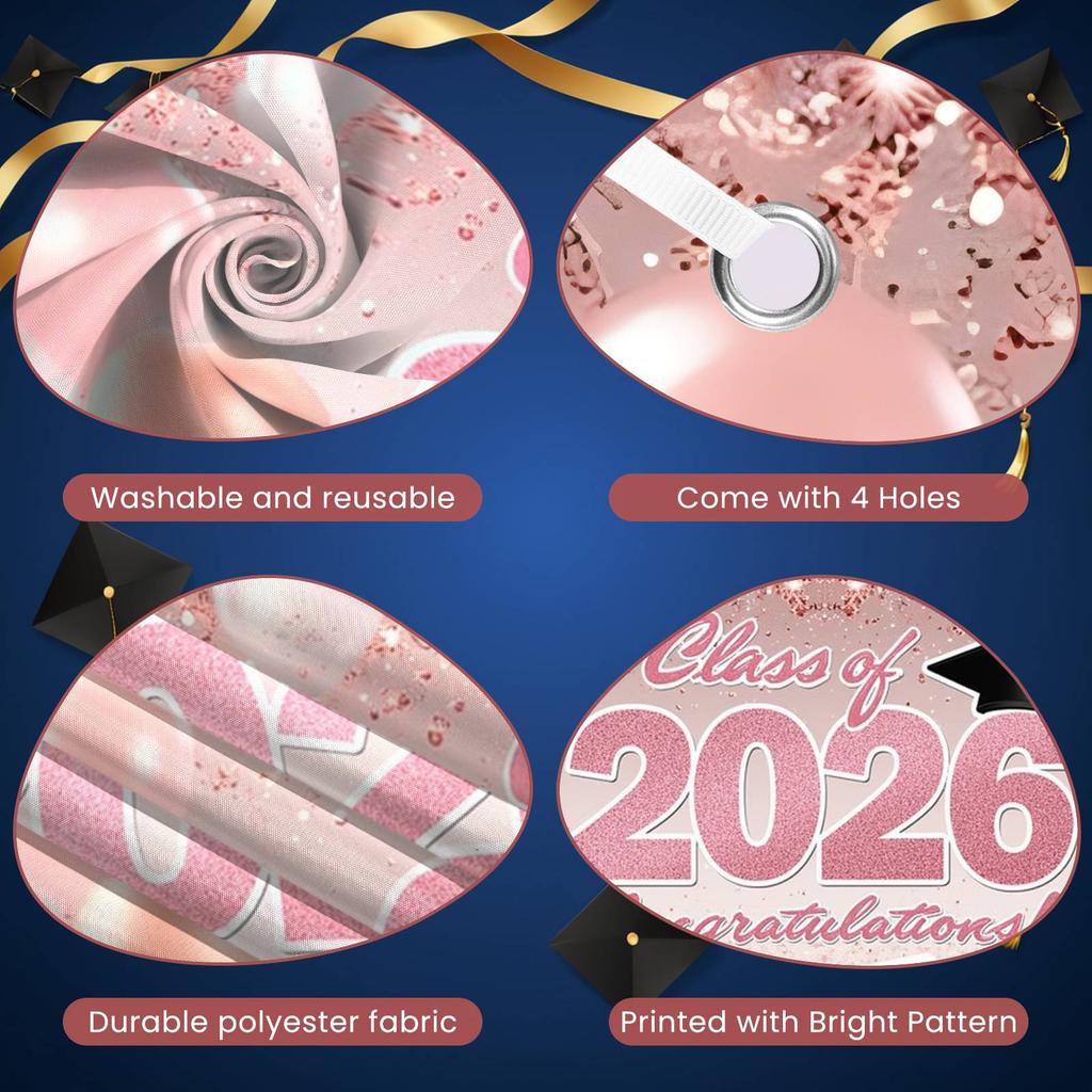 Graduation Event Display Pink Glitter 2026 Class Backdrop Class Of 2026 Display Class Of 2026 Grad Celebration Background