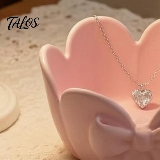 Floral Ring Dish 3D Printed Jewelry Tray, Flower Bow Storage Bowl for Rings Earrings Elegant Petal Shaped Necklaces, Decorative Desktop Organizer