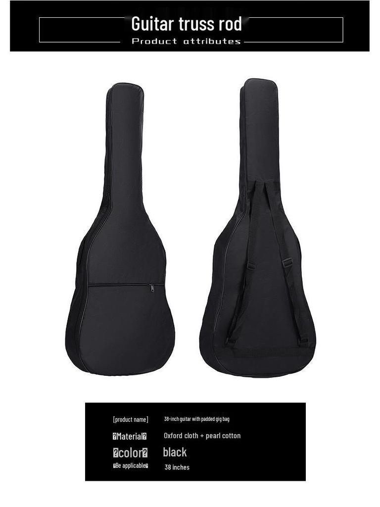 38-Inch Padded Guitar Backpack with Double Shoulder Straps for Folk and Classical Guitars, Customizable Logo