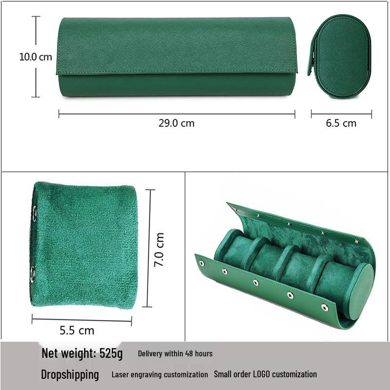 Four-Piece Genuine Leather Mechanical Wristwatch Set with Handmade Travel Storage Box