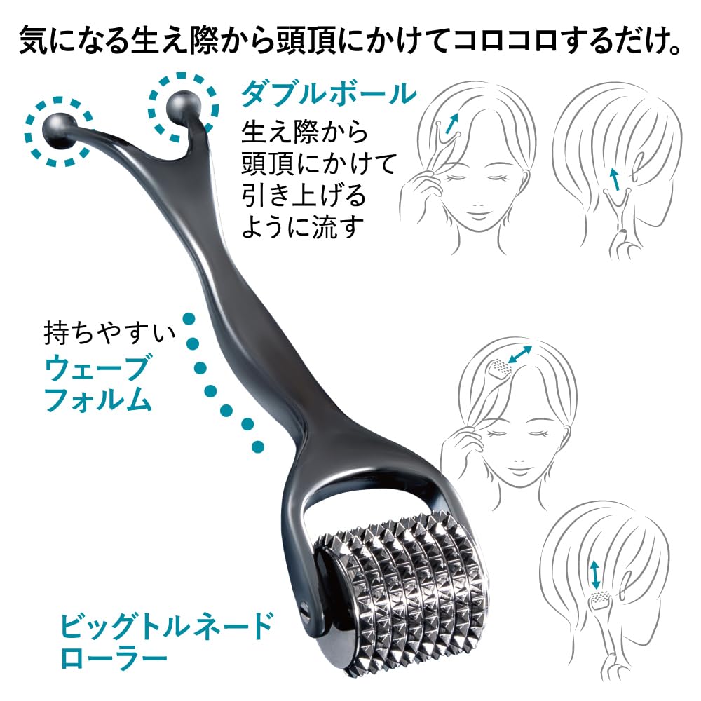 Alphax Massage Roller, Scalp Massage, Head Spa, Heat Conduction Scalp Roller, Black