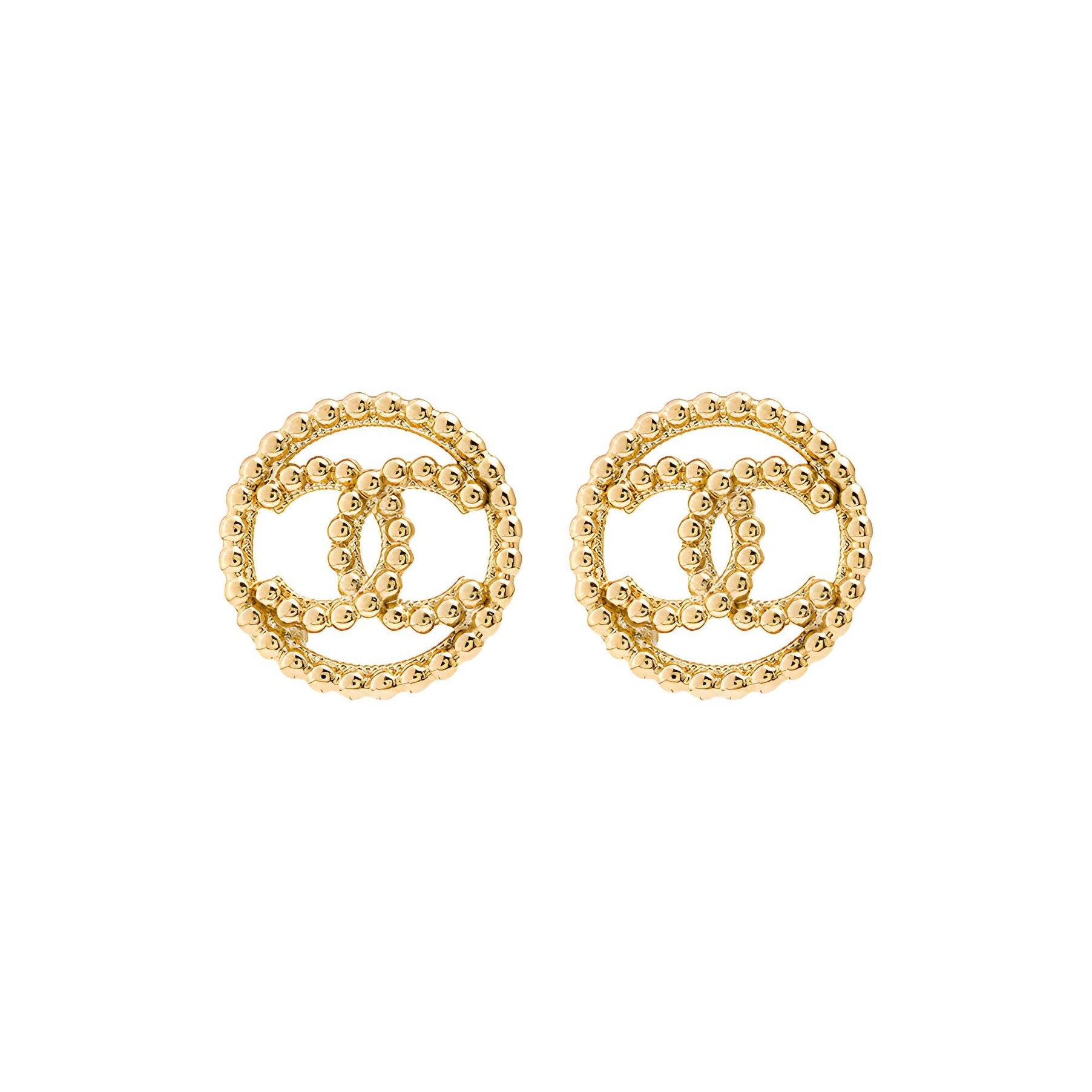 

Chanel Classic Double C Logo Metal Ring Earrings Women earrings Gold AB7784-B07487-NG674 Gold,F