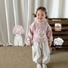 Girls Winter Fleece Tracksuit Set Cartoon Baby Toddler Sweatshirt Pants A