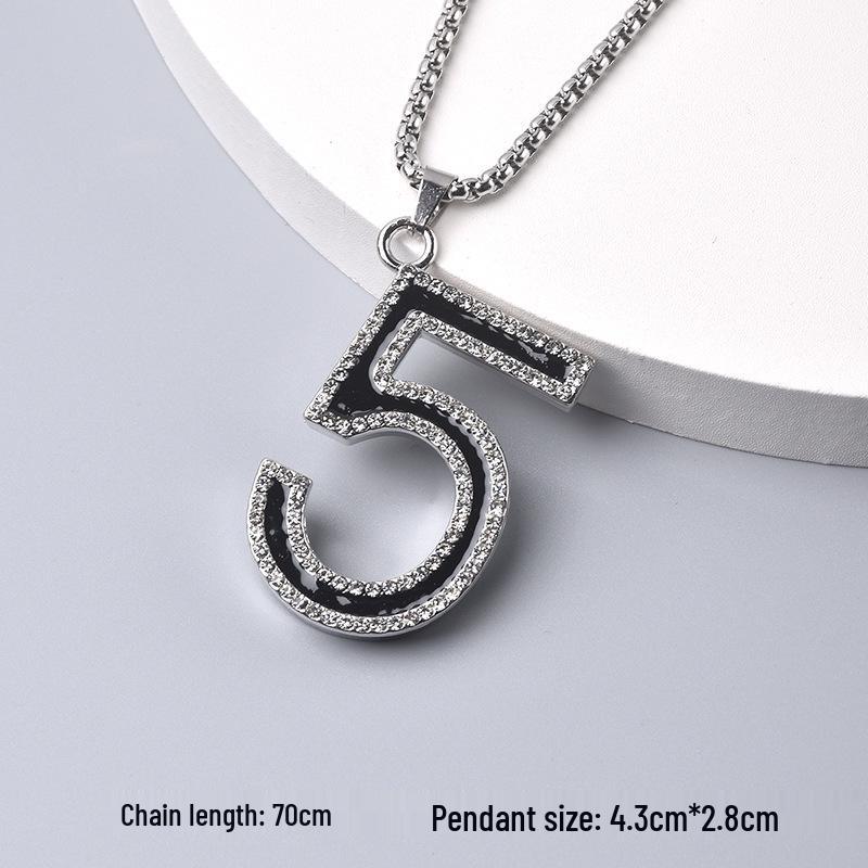 Trendy Cross-Border Rhinestone Pendant Necklace: Unisex Hip-Hop Style Stainless Steel Chain.