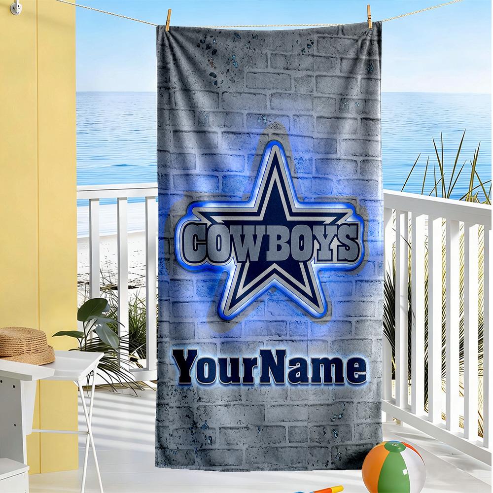 Dallas Customizable Name Beach Towel High Absorbency & Quick-Dry Perfect for Traveling Yoga Camping and Swimming