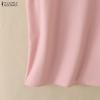 ZANZEA Blusa da Donna Casual Splicing Girocollo Larga Senza Maniche