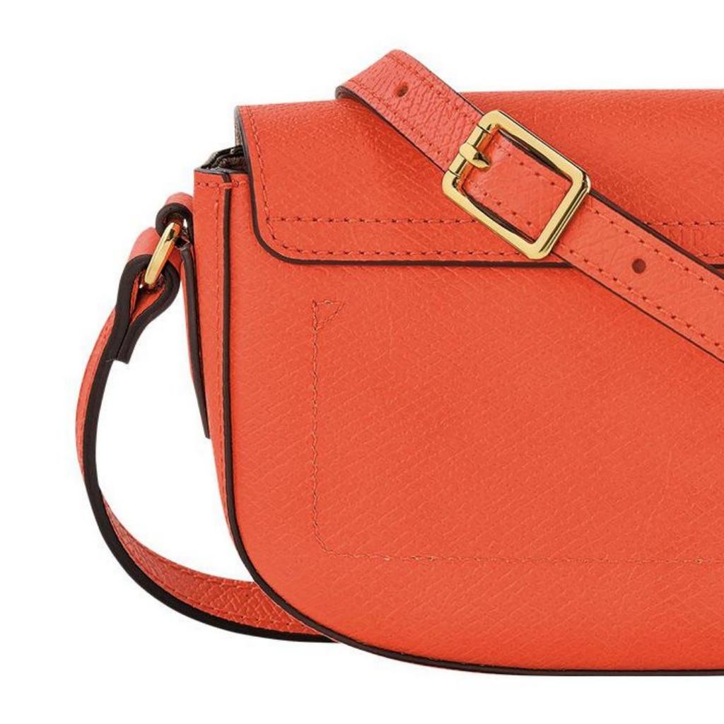 Longchamp Épure Le Pliage Series Snap Closure Adjustable Shoulder Strap Calfskin Saddle Bag Mini Women Shoulder Bag Orange 10165HYZ017