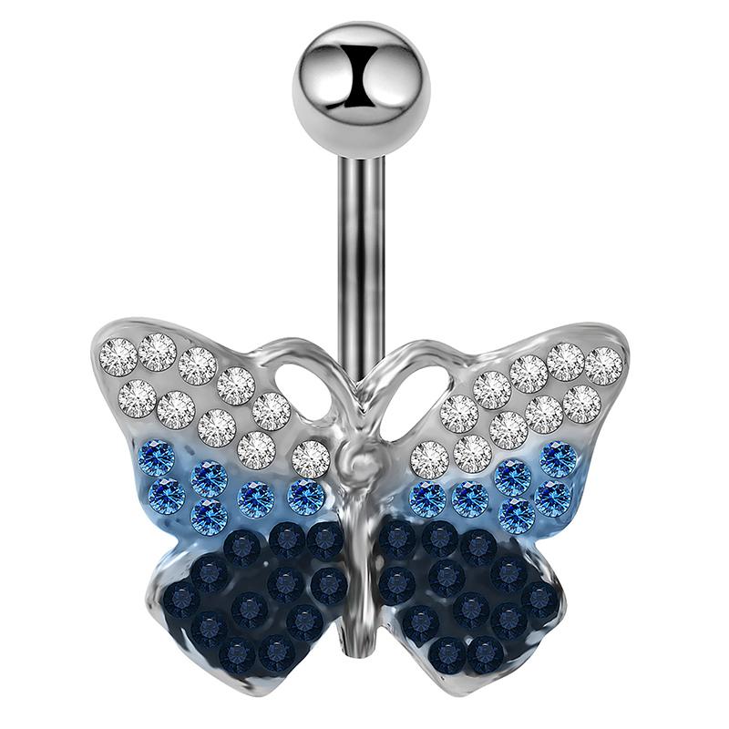 Butterfly Pendant Belly Button Ring Stainless Steel Light Luxury Navel Nail For Women Body Piercing Jewelry