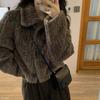 Women Winter Vintage Warm Lambswool Coats Fashion Padded Cotton Outerwear Stand Collar Cropped Jacket
