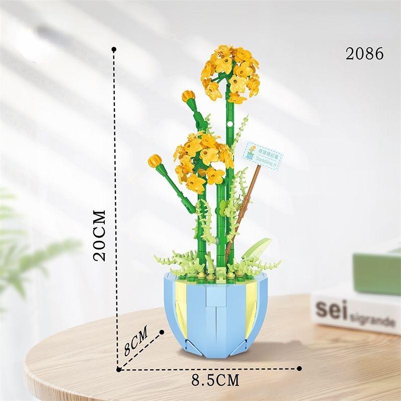 New Flower Bouquet with Vase Compatible Building Blocks Sunflowers Adult Assembled Flower Pots New Year Room New Year Decoration