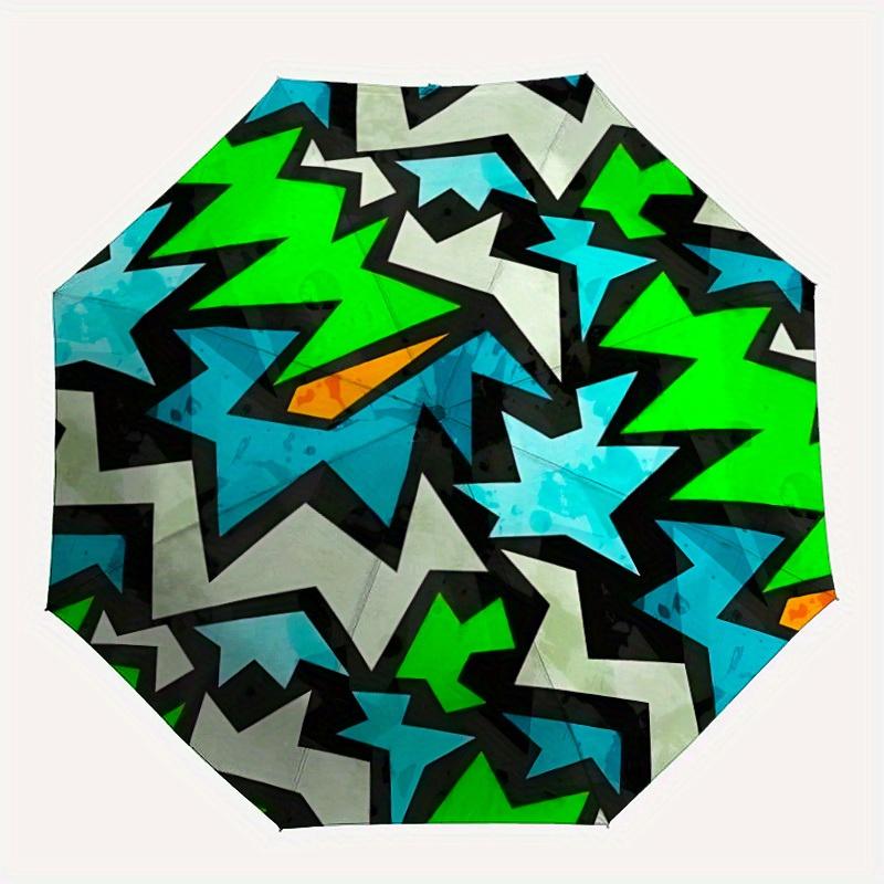 

1pc Zigzag Pattern Automatic Folding Umbrella - 8-Rib Iron Frame, Portable Sunshade with Plastic Handle yy250731304