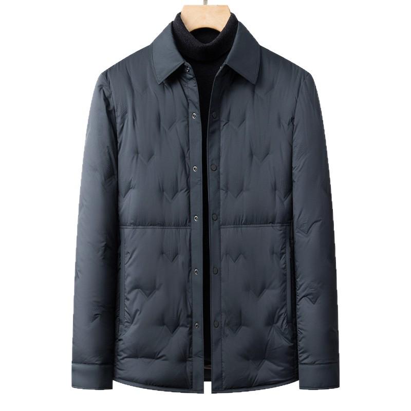 Men's Winter Lightweight Down Jacket - Middle-aged Lapel Business Casual Outerwear, Dad Style Trendy