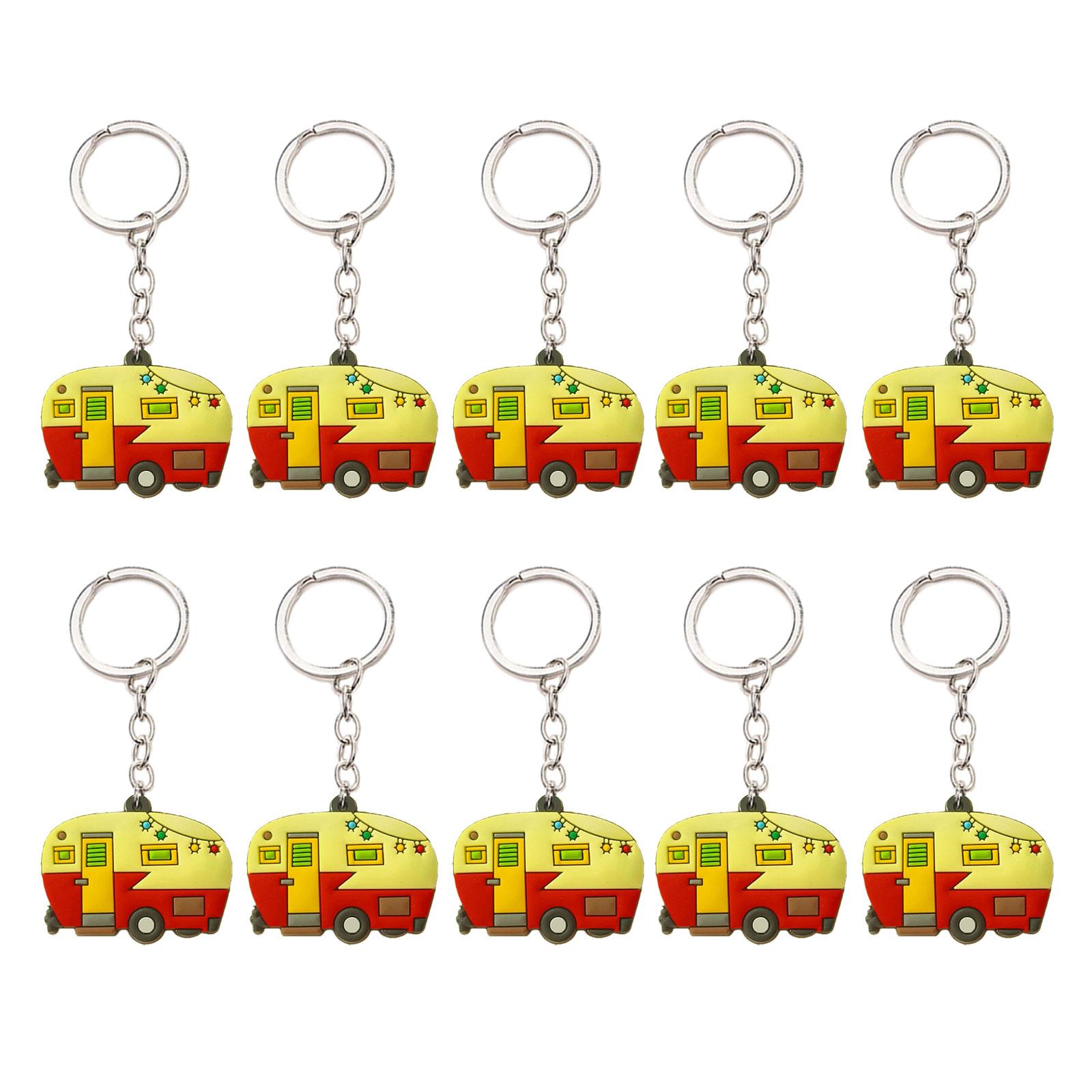 

10Pcs Campers Keychain Soft Silicone Motorhome Charm Keyring for Camping Enthusiasts Portable Backpacks Accessory 1