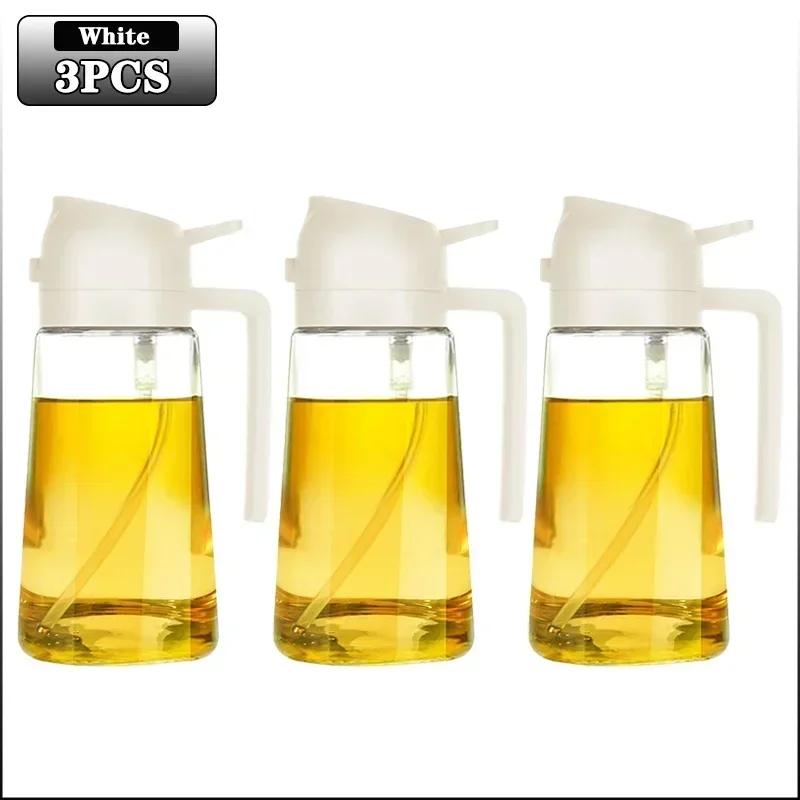 1/3pcs Glass Oil Spray Bottle With Pour Spout Nozzle Olive Dispenser Dual-purpose Camping Bbq Baking Soy Sauce Oven Picnic Tool