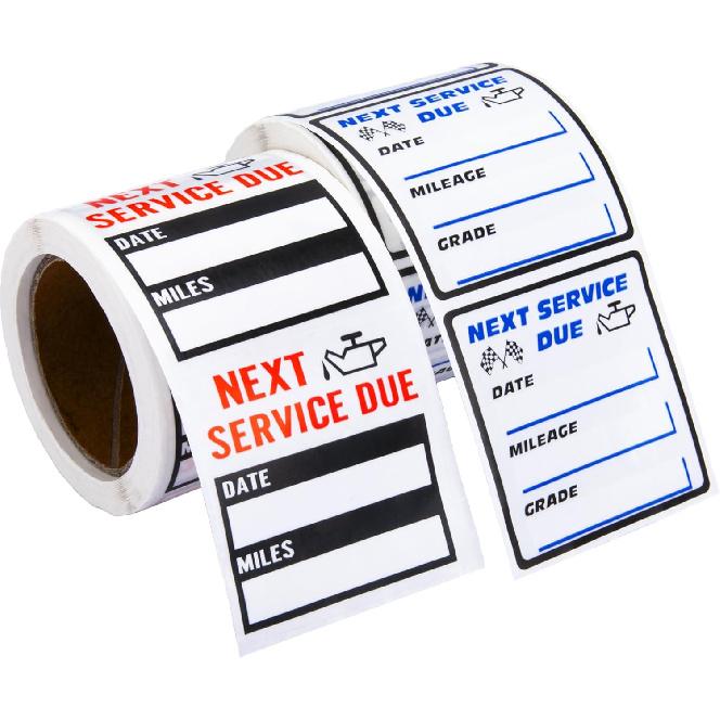 450 PCS Oil Change Stickers For Windshield, 2 Rolls Oil Change Sticker, 2 X 2 Inches Next Service Due Sticker Labels, Removable Vinyl Stickers For