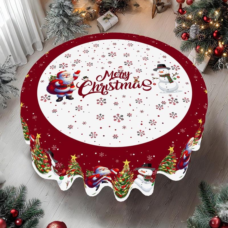 Christmas Tablecloth New Year 2026 Santa Claus Snowman Navidad Table Cover Christmas Party Table Decoration for Home 2026 Gifts