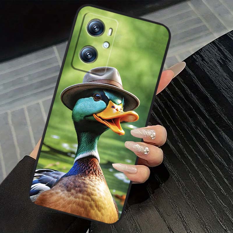 Cartoon Anime Entenmuster Handyhülle Für OPPO Reno 5 6 7 A96 A40 A58 Realme GT A74 A78 Neo2 A74 A78 Find X5 X3 X7 X8 Schwarz