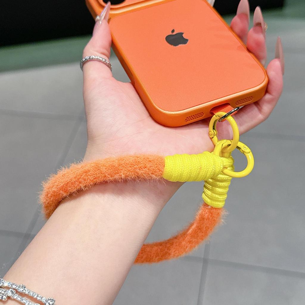 Colorful Plush Mobile Phone Wrist Lanyard with Single Buckle and Anti-Drop Feature