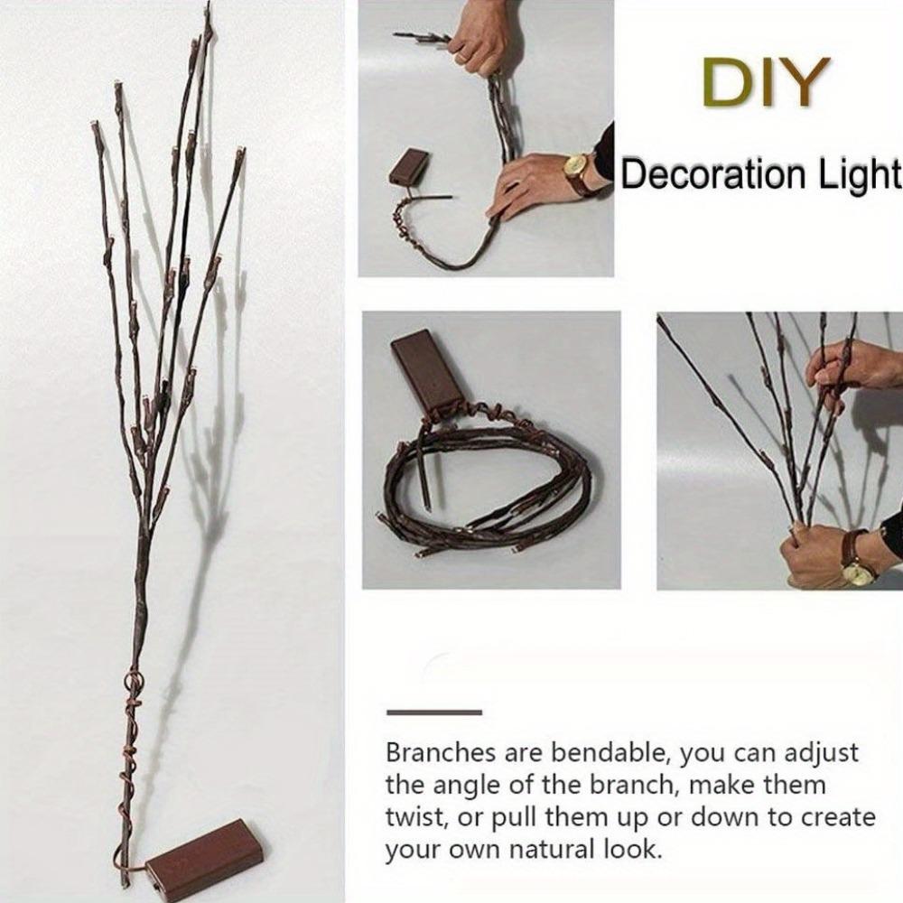 1 PC branch light battery powered 20 LED light strings home DIY decoration, warm white or color without battery
