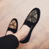 Fashion Luxury Royal Style Loafers Mules Slippers Velvet Handmade Embroidery Pattern Exotic Designer Loafers Fashion Brand Casual Shoes