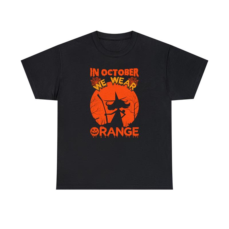 

In October We Wear Orange Happy Halloween Witch T Shirt Scary Festive Top - Men s Summer Cotton Graphic Tee S разноцветный