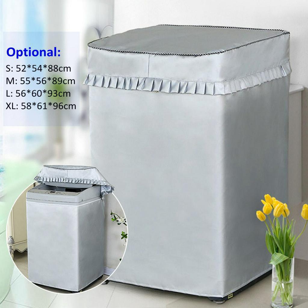 New Automatic Sunscreen Protector Case Polyester Silver Roller Dustproof Covers Waterproof Home Silver Washing Machine Dryer Top Cover