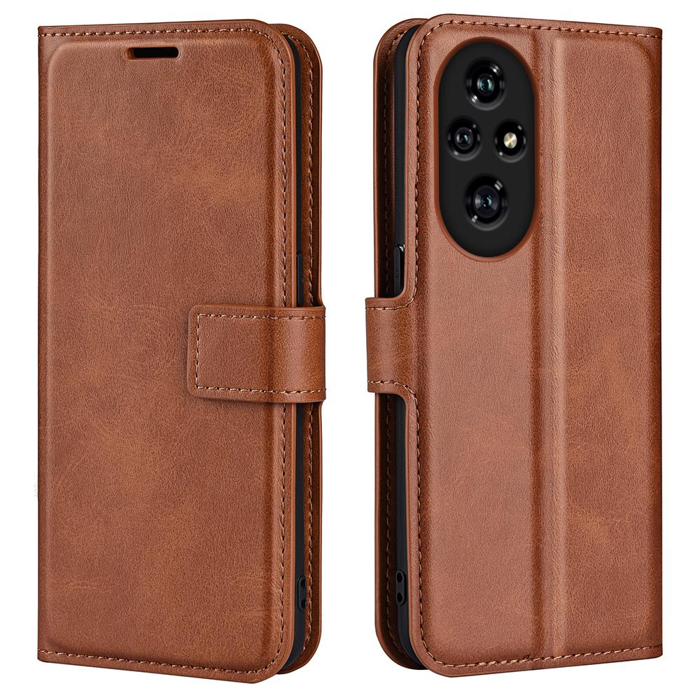 

For Honor 200 Pro 5G Case Magnetic Clasp Shockproof Leather Phone Cover Calf Texture Light Brown