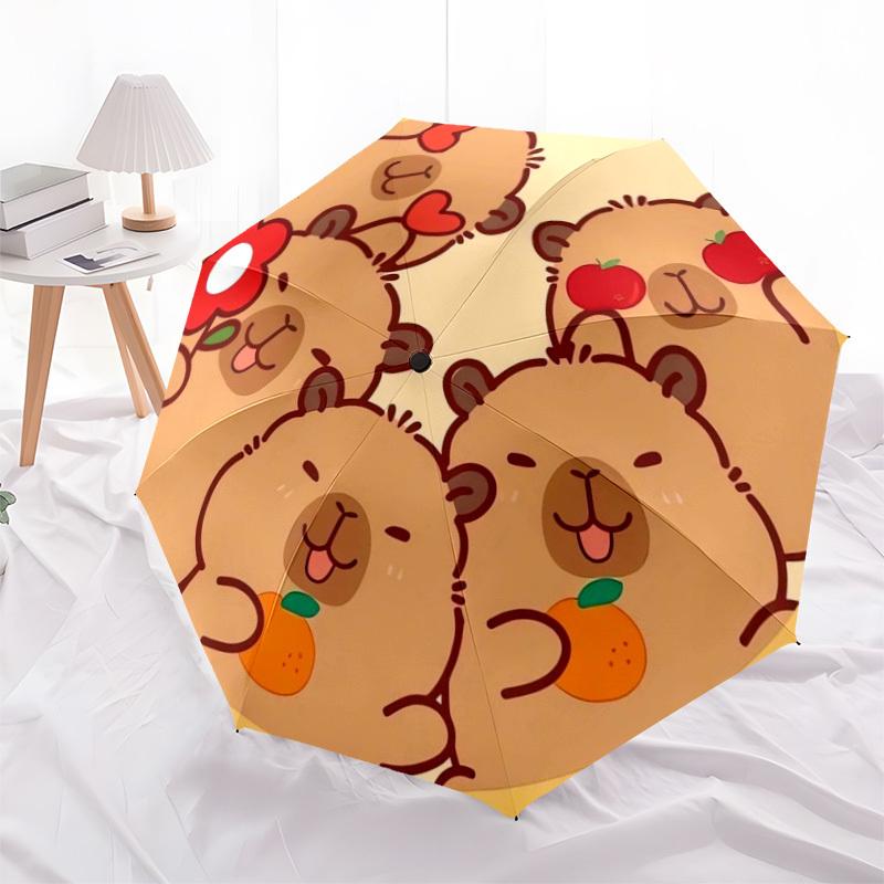1pc Cute Bears Holding Fruits Umbrella with Plastic Handle,Suitable for All Seasons Home Travel Outdoor UmbrellaDD184