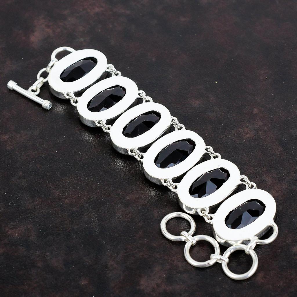 Faceted Pink Amethyst Bracelet Handmade Unique Jewelry Natural Gemstone Bracelet 925 Sterling Silver Adjustable Chain Bracelet Gifts for Her