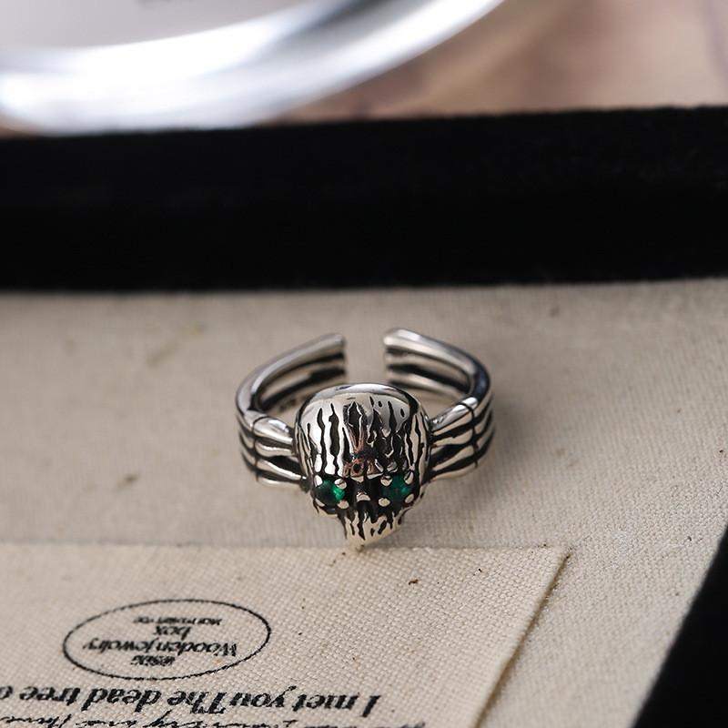 

Геометрическое медное модное кольцо-череп для женщин, регулируемый размер, винтажный панк-стиль