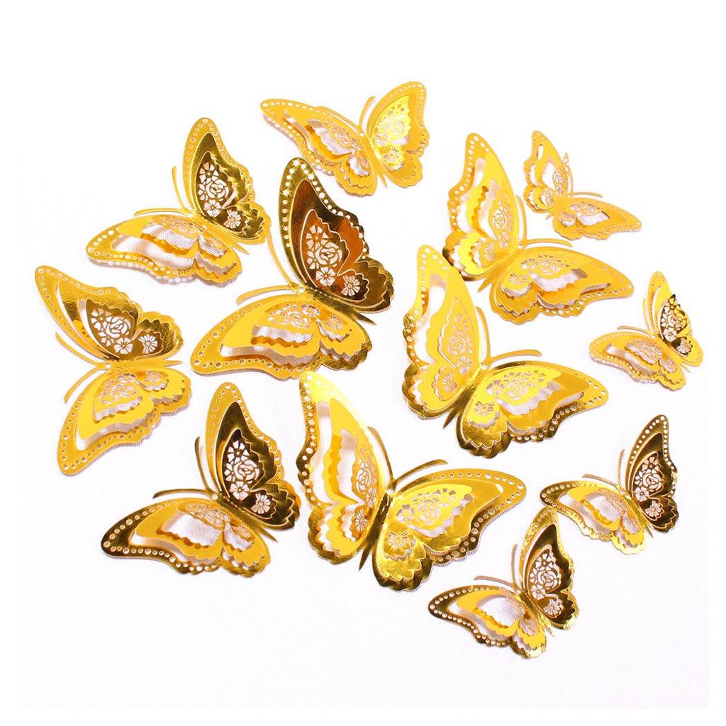 12 3D Hohl Schmetterling Wandaufkleber für festliche Weihnachts- und Feiertags-Heimdekoration