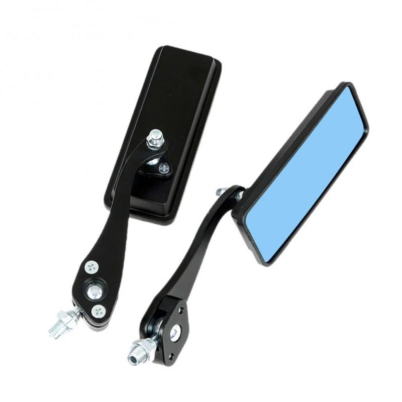 Aluminum Motorcycle Rearview Mirror Scooter Bike Side View Black Blue/White Glass Square Frame Strong Vibration